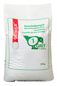 Ostrea | Kippengrit - zeeschelpengrit -Schelpengrit NR 1. | 1- 2.5mm Fijn (kuikens) 25Kg