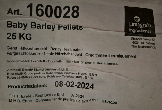 BabyBarley Pellets (ontsloten gerst brok) 25kg