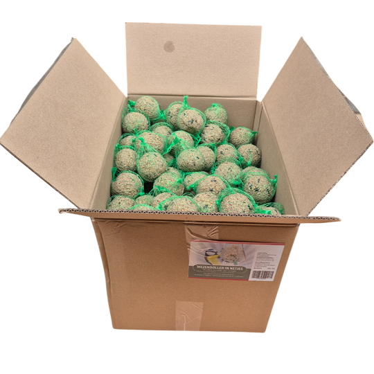 Voerwaarts | Mezenbollen - Vetbollen met netjes - 200 stuks in doos | vogelvoer